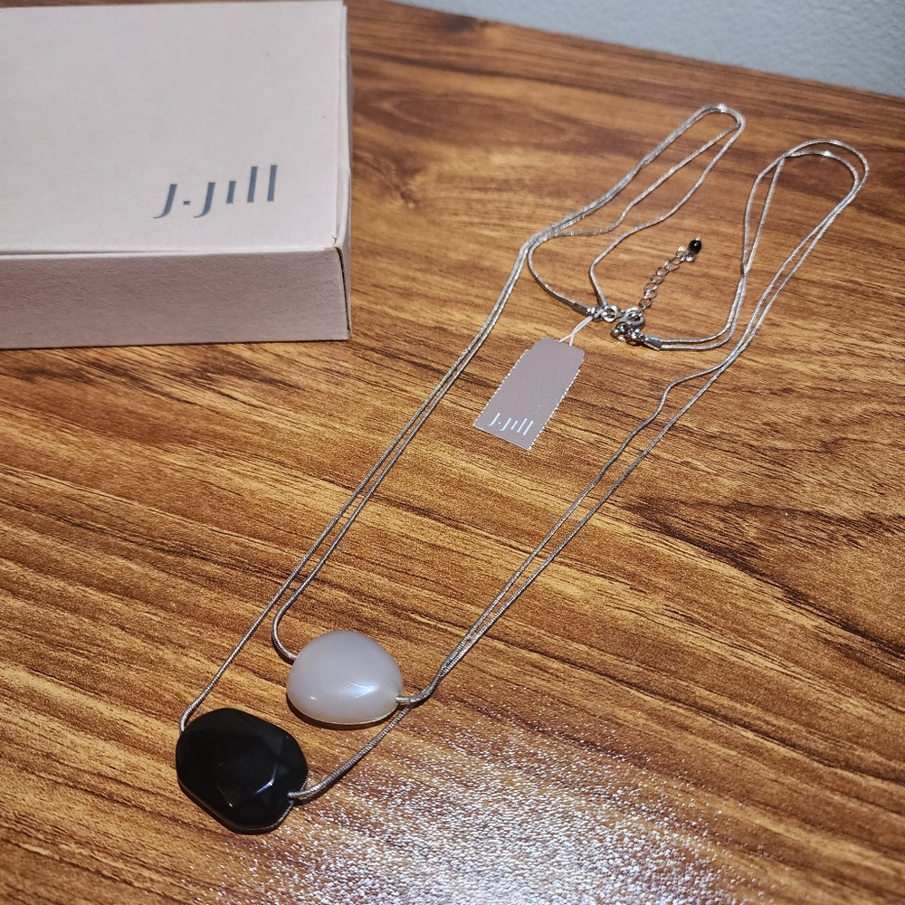 J. Jill Dual Stone Necklace NWT - Black and Milky White/Light Gray Stones